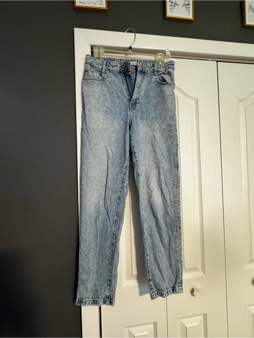 Zara Light Blue High-Rise Straight Jeans